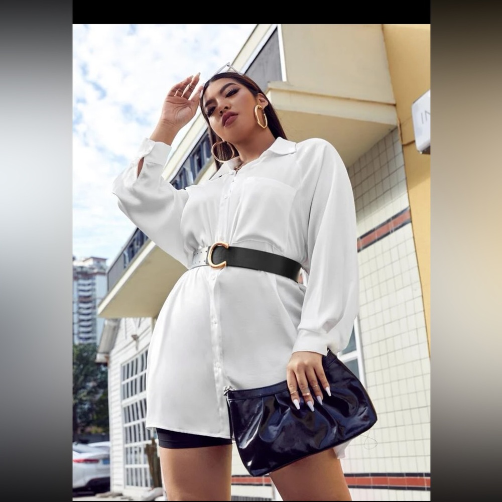 Plus raglan sleeve blouse satin